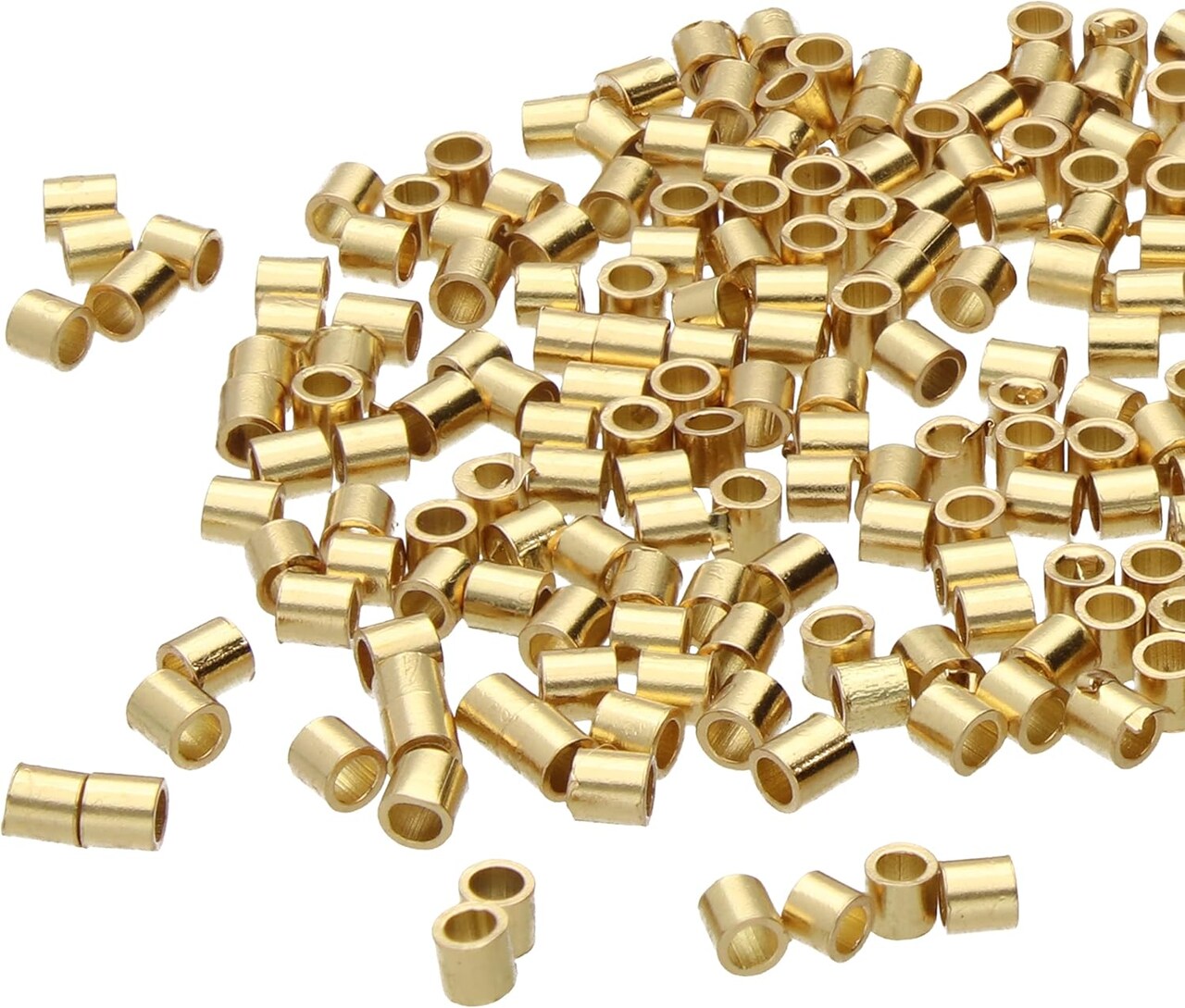 The Beadsmith Tube Crimp Beads, 2 x 2mm, 400 Pieces, Gold Color, Uniform Cylindrical Shape, No Sharp Edges, Designed to Secure The Ends of Jewelry Stringing Wires and Cables